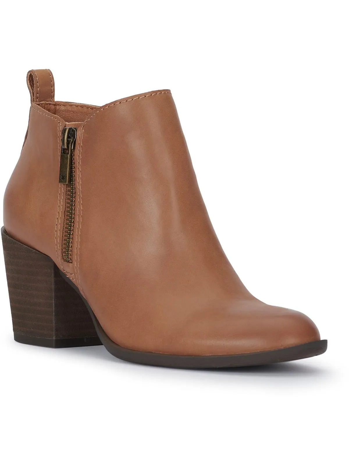 Memory Foam BASELMID Womens Leather Stacked Heel Ankle Boots