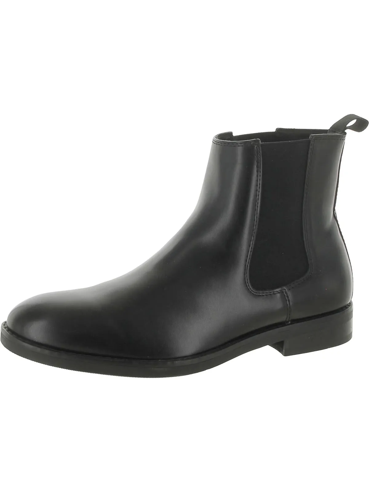 Mens Faux Leather Pull On Chelsea Boots mud proof