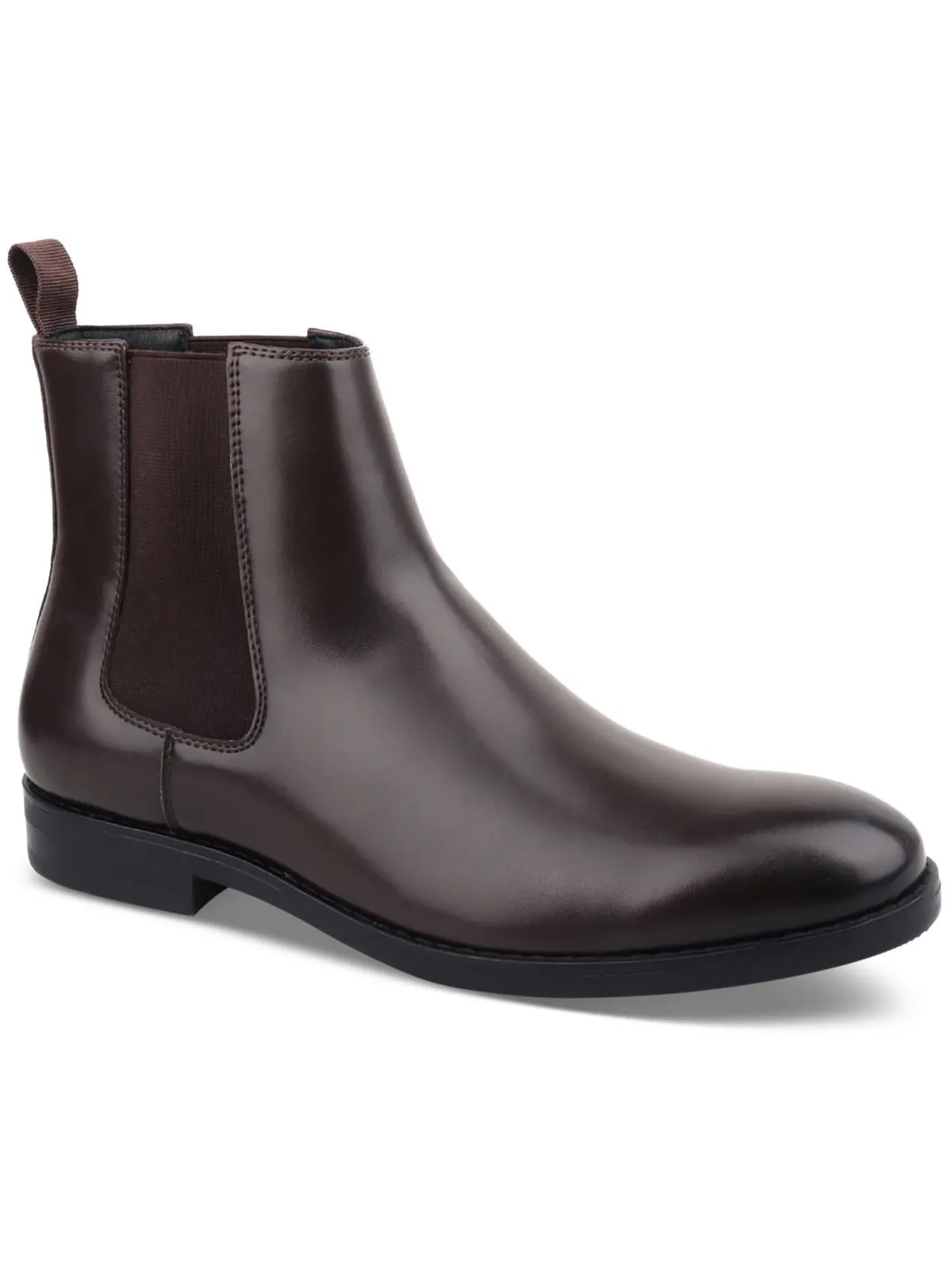 ShockAbsorbing Metallic Edge Mens Faux Leather Pull On Chelsea Boots