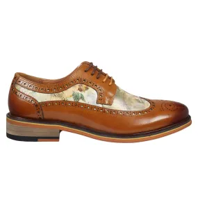 Smart Appearance Scott Iconic Print Leather Oxford Brogue Lace Up Formal Dress Shoe