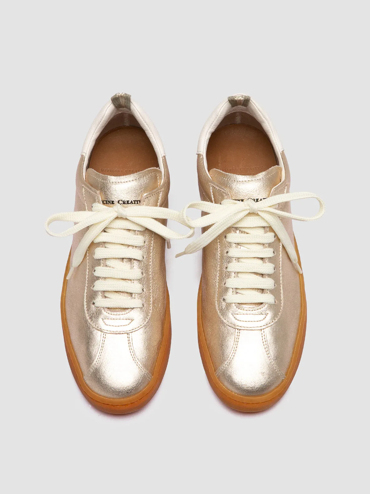 Lightweight Framework DESTINY 101 - Gold Leather Low Top Sneakers