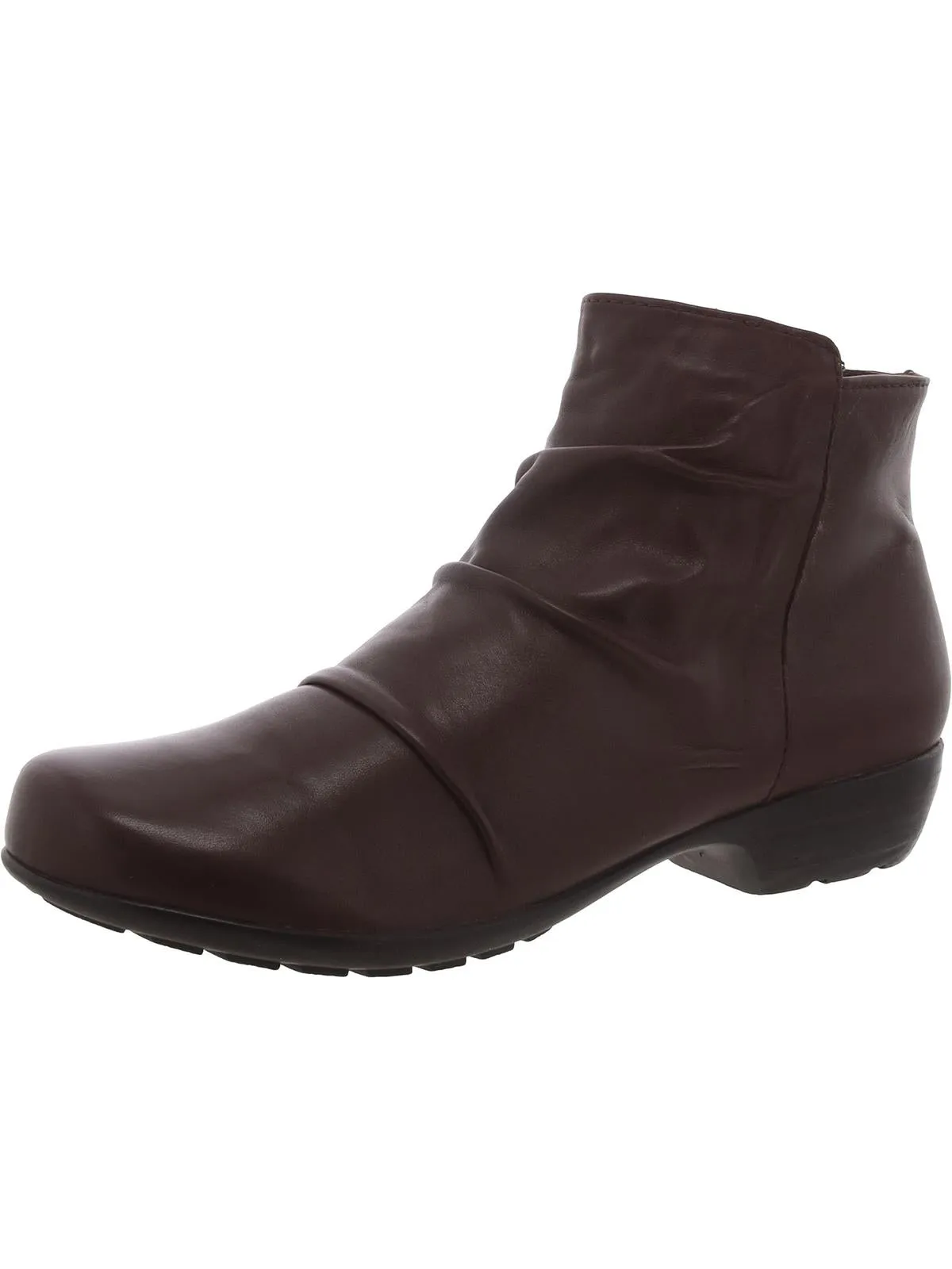 Esme Womens Leather Ruched Booties Active Use Compact Build