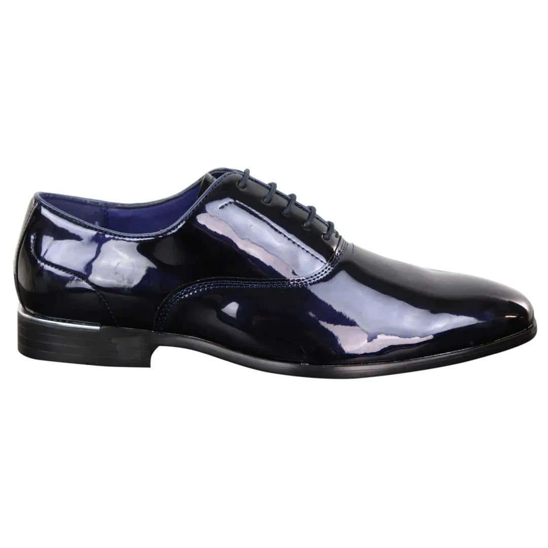 Laced Patent Faux Leather Smart Shoes Mono Look Safety Grip
