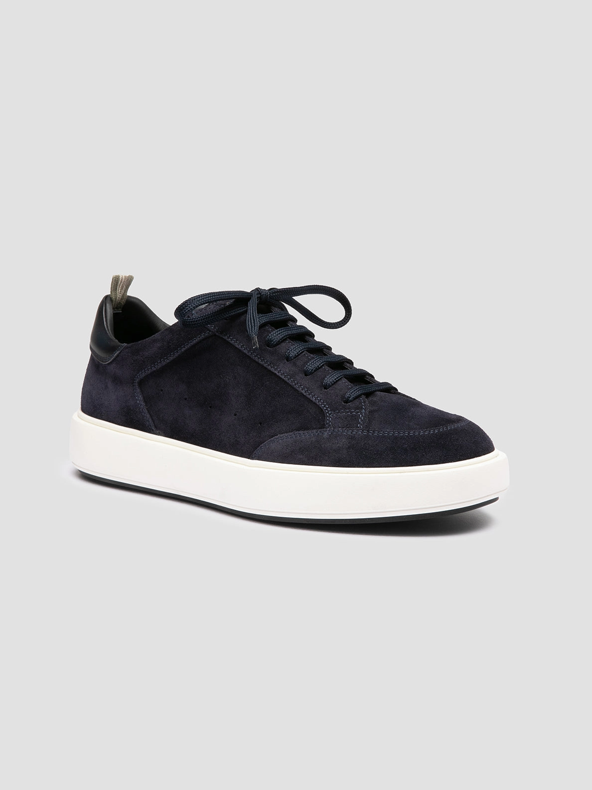 Minimalist Layered Design Anti Static Material SEQUEL 002 - Blue Suede and Leather Low Top Sneakers
