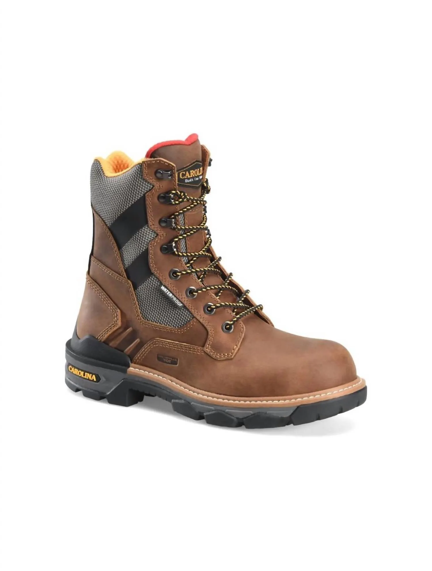 Men's 8" Waterproof Composite Toe Work Boots In Brown Supportive Build dry surface