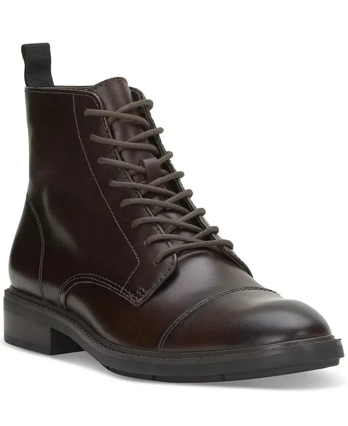 Comfort Lining Rough Terrain All Terrain Grip Vince Camuto Ferko Men's  Sherry Black Leather Cap-Toe Lace Up Boots ZPO3945