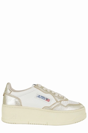 White And Gold Platform Sneakers Fast Landing