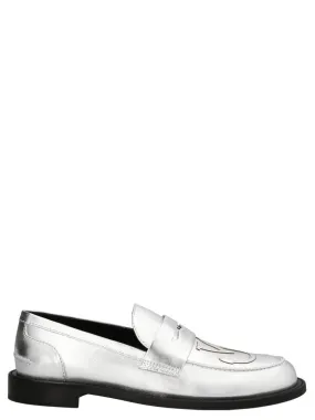 Silver Leather Loafers Foot Free Durable Sole