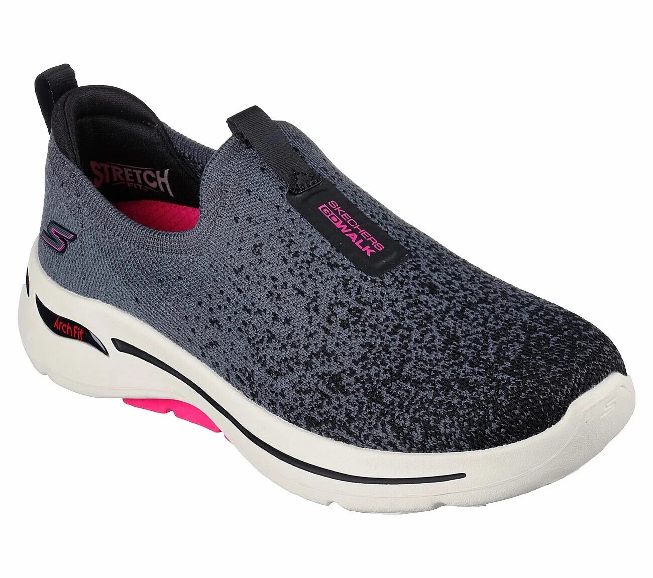 Tensile Resistance Weave all - terrain - use shoes Skechers Go Walk Arch Fit Lunar Views 124873-BKHP Sneaker Womens 6 Black EEE3438 (Black,6)