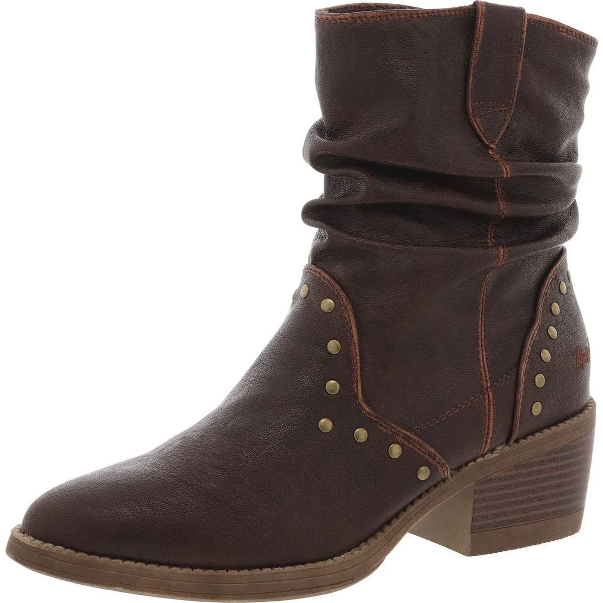 Cold Weather Rebel Womens Faux Leather Block Heel Ankle Boots