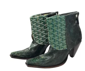 Abrasion Resistant Outsole Women's Embossed Leather Boots In Green