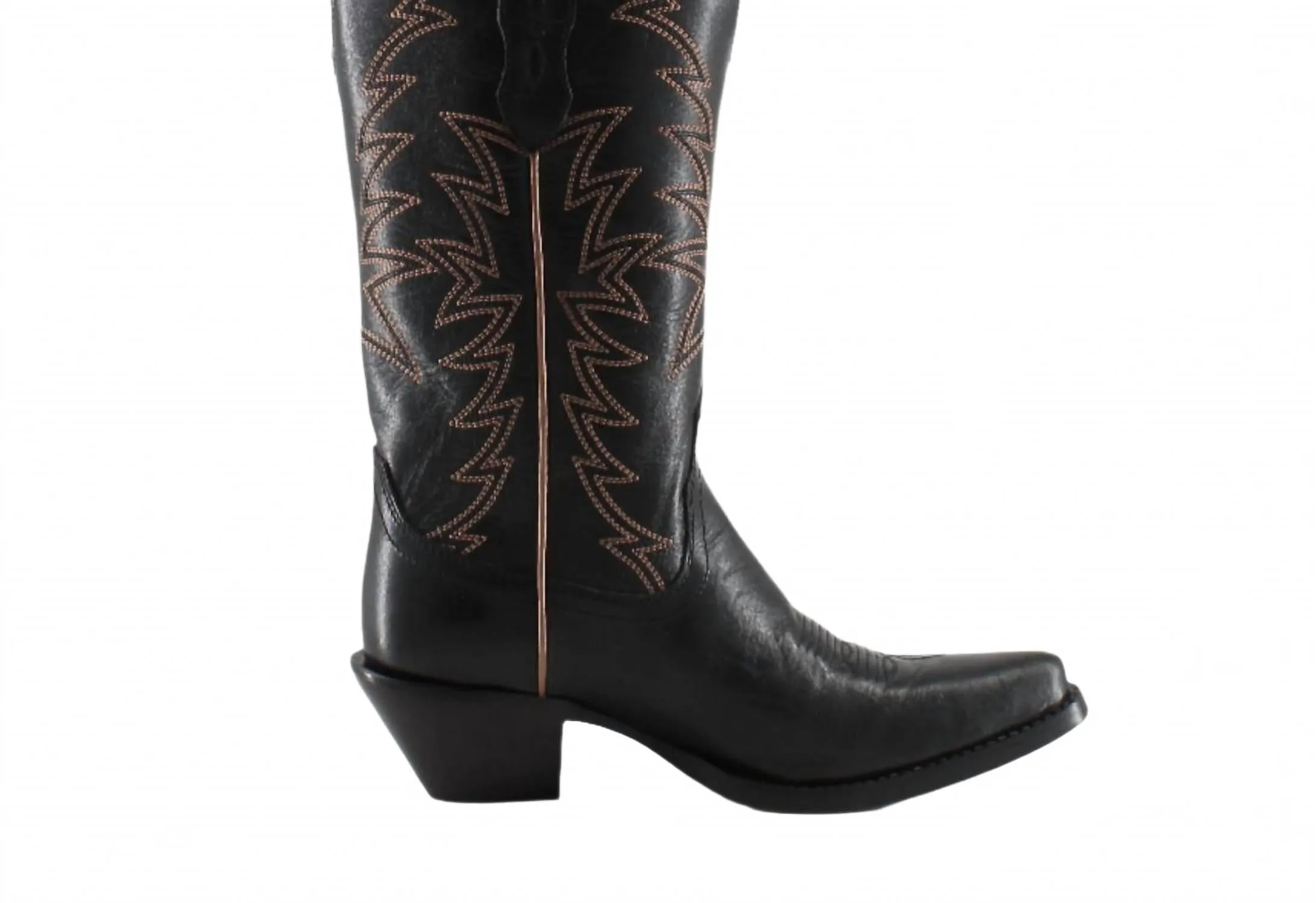 Isabella Leather Cowgirl Boots - Stylish Western Footwear & Comfort In Black Rugged Protection