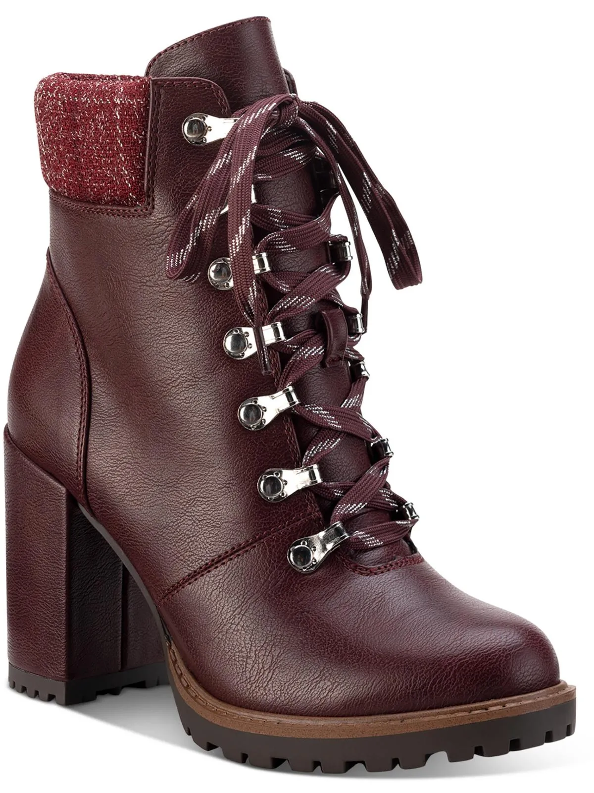 Warm Insulation Octavia Womens Faux Leather Ankle Combat & Lace-up Boots
