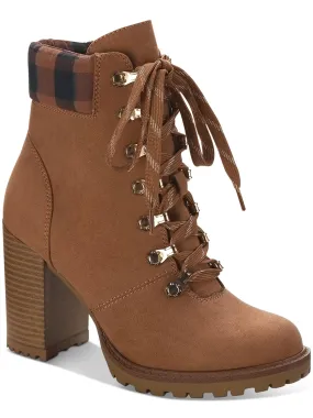 Elastic Durable Comfort Octavia Womens Faux Leather Ankle Combat & Lace-up Boots