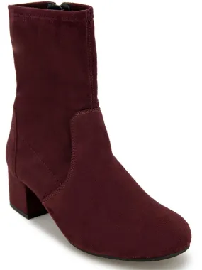 Metallic Buckle Stable Support Weather Resistant User Road Stretch Womens Faux Suede Block Heel Ankle Boots