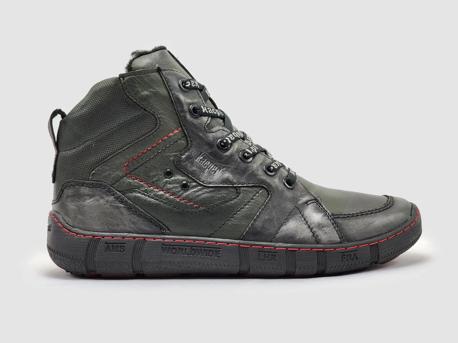 Quilt Soft Men's Comfort Thick Fur-Lined Zip-Up Leather Boots In Olive