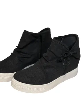 Mid Top Contoured Midsole Women's Angela Wedge Bootie In Black