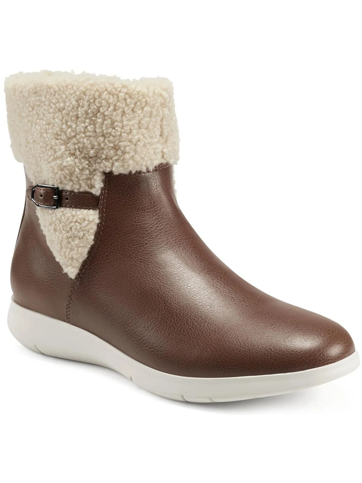 Slip Resistant Outdoor Trek Multi Surface FERRA Womens Faux Leather Faux Fur Ankle Boots