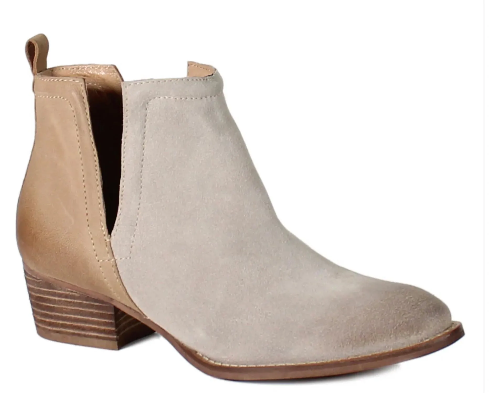 Women's Stop By Ankle Boots In Sand Suede/ Cognac Leather Fashion Comfort