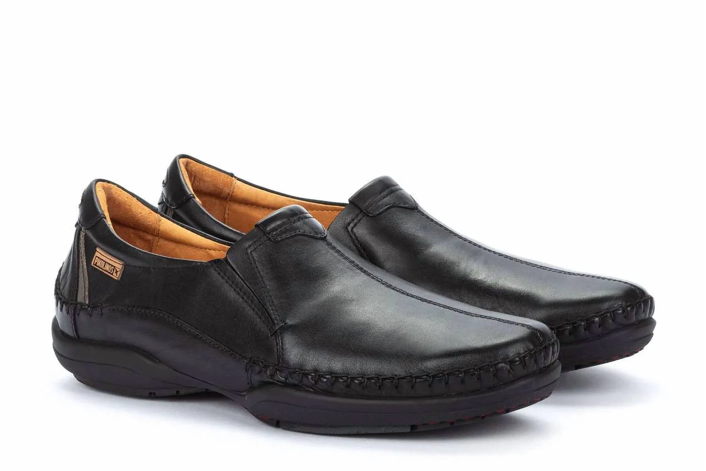 Men's San Telmo Slip-On Shoes In Black Leather Easy Fit Walk