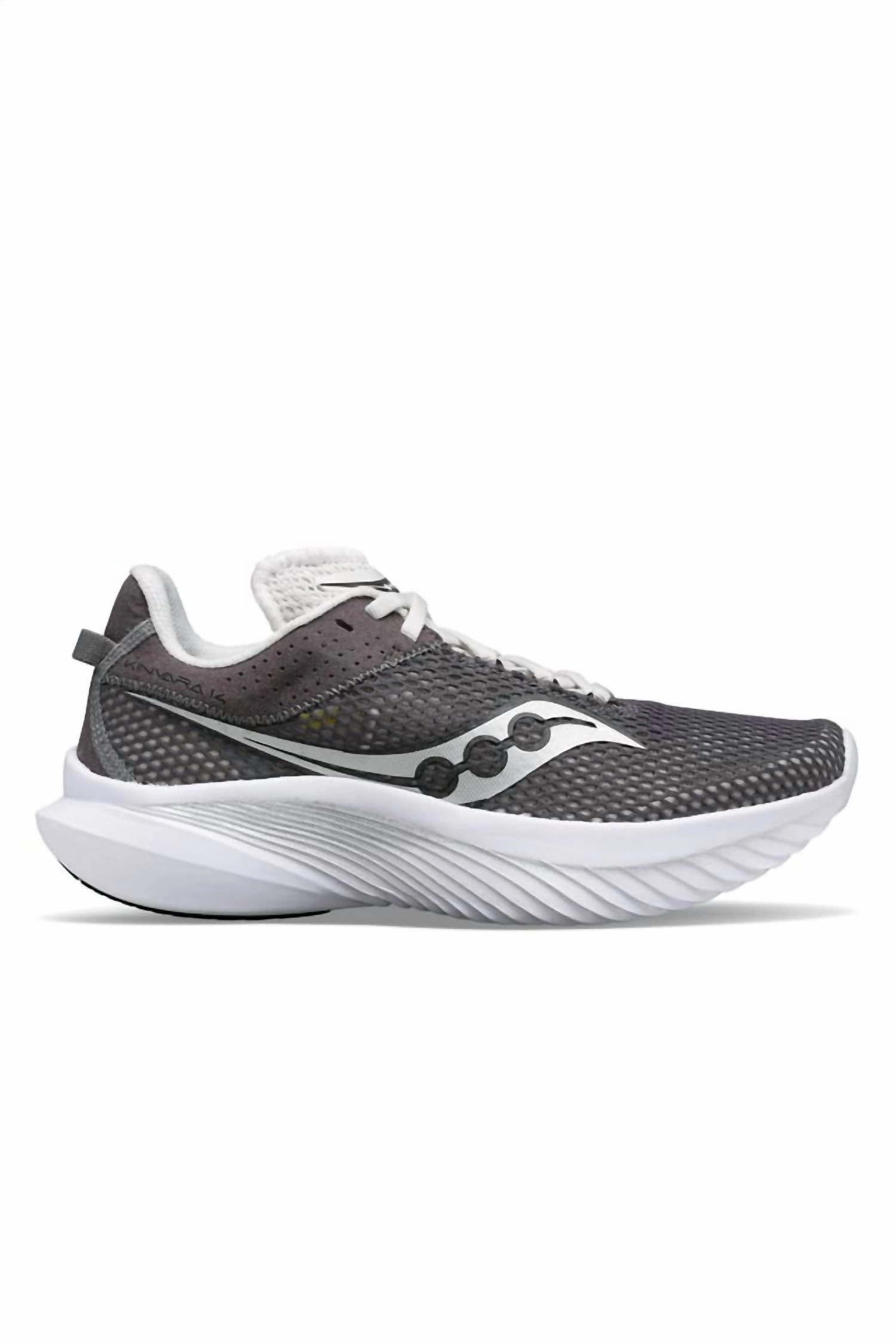 Women's Kinvara 14 Running Shoes In Metal/white short - term use shoe convenience Reinforced Heel Clip