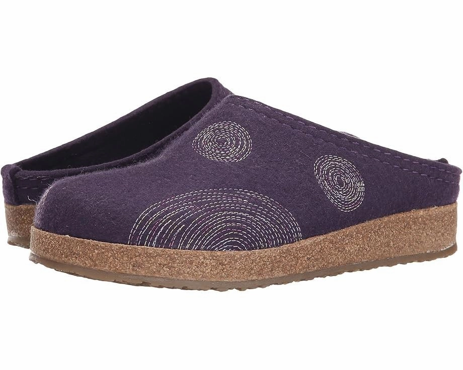 footgear for jogging Haflinger Spirit 741017-77 Clog Women's  Purple Wool Comfort Shoes RHS4982