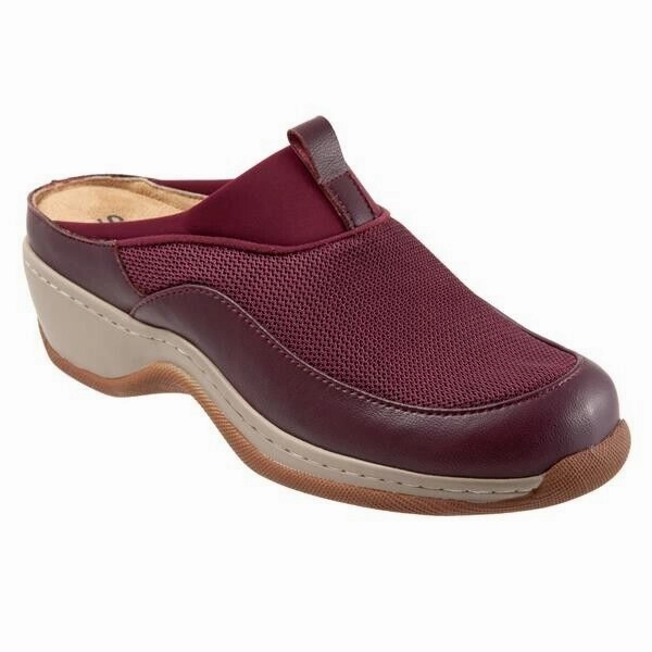 SoftWalk Aberdeen Mule Womens 10.5 Burgundy Leather Slip On Comfort Shoes KHD751 half - marathon - specific shoes