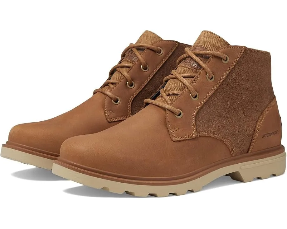 Sorel Carson Chukka Boots Men's  Brown Leather Waterproof Round Toe JOBB873 Comfort Straps Protective Layer