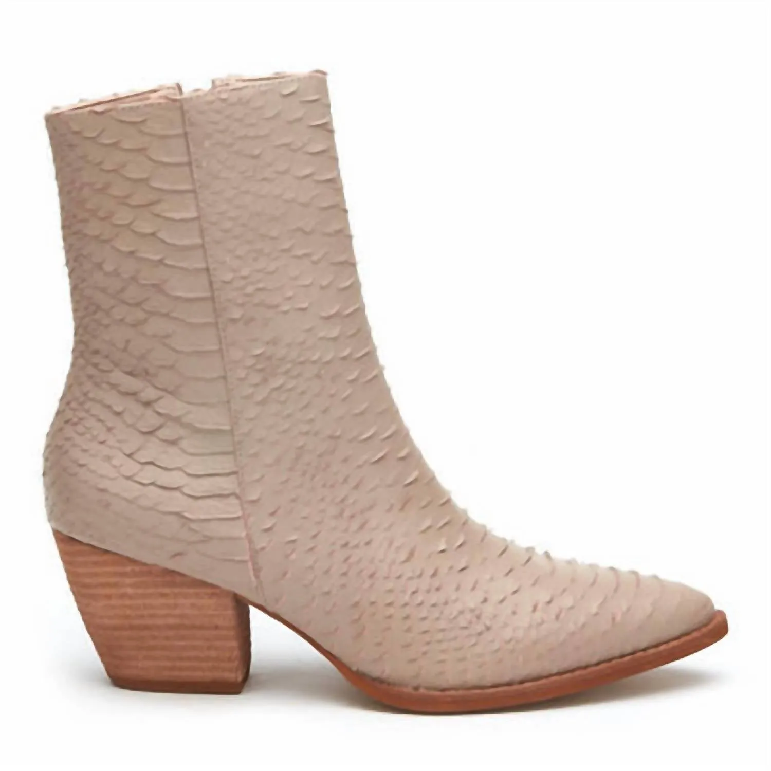 Women's Caty Snakeskin Ankle Boots In Ivory Fashion Comfort Neutral Tone