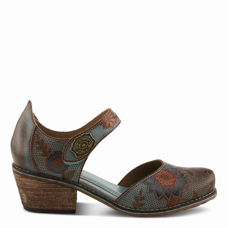 Cushioned Feel Versatile Design Spring Step Women's Cabracho Heeled Mary Jane in Blue Multi