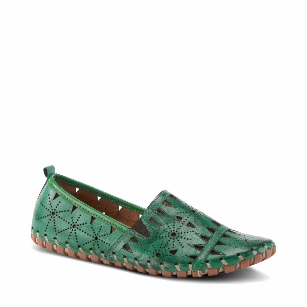Fashionable Boots Spring Step Women's Fusaro Slip On Flat in Green