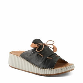 Spring Step Women's Nevelle Slide Wedge Sandal in Black Low Tone Jewelry Launch