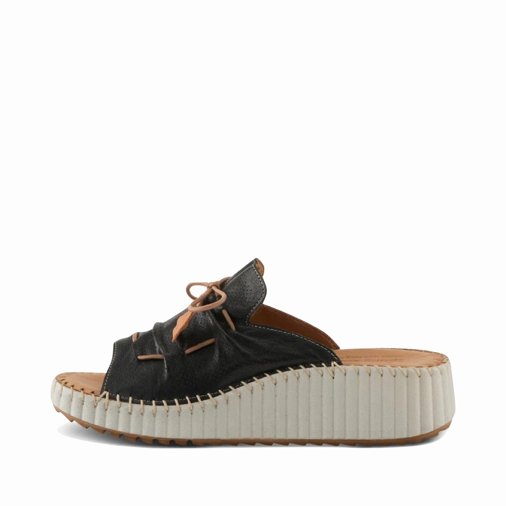 Low Rise Spring Step Women's Nevelle Slide Wedge Sandal in Black