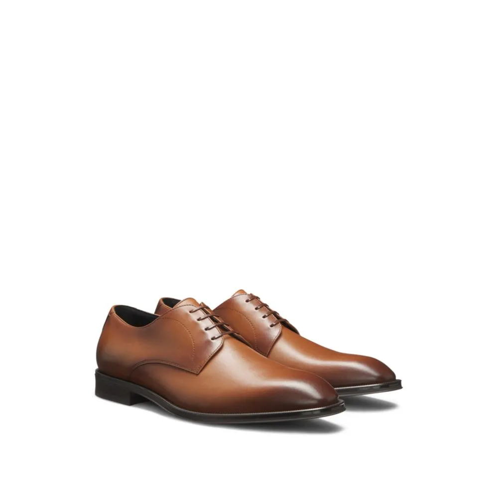 Leather Derby shoes with stitching details Standing Hours