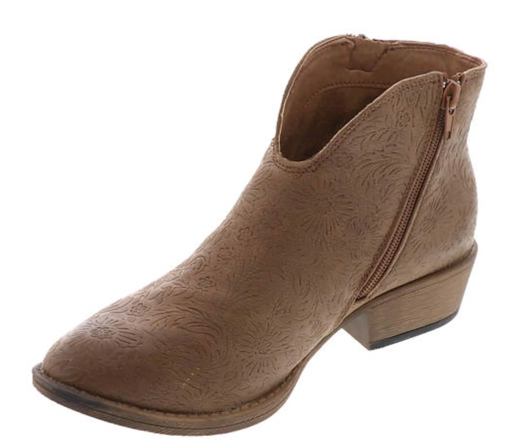 Divine Tooled Leather Boots In Tan Rugged Built Hiking Trails Light Step