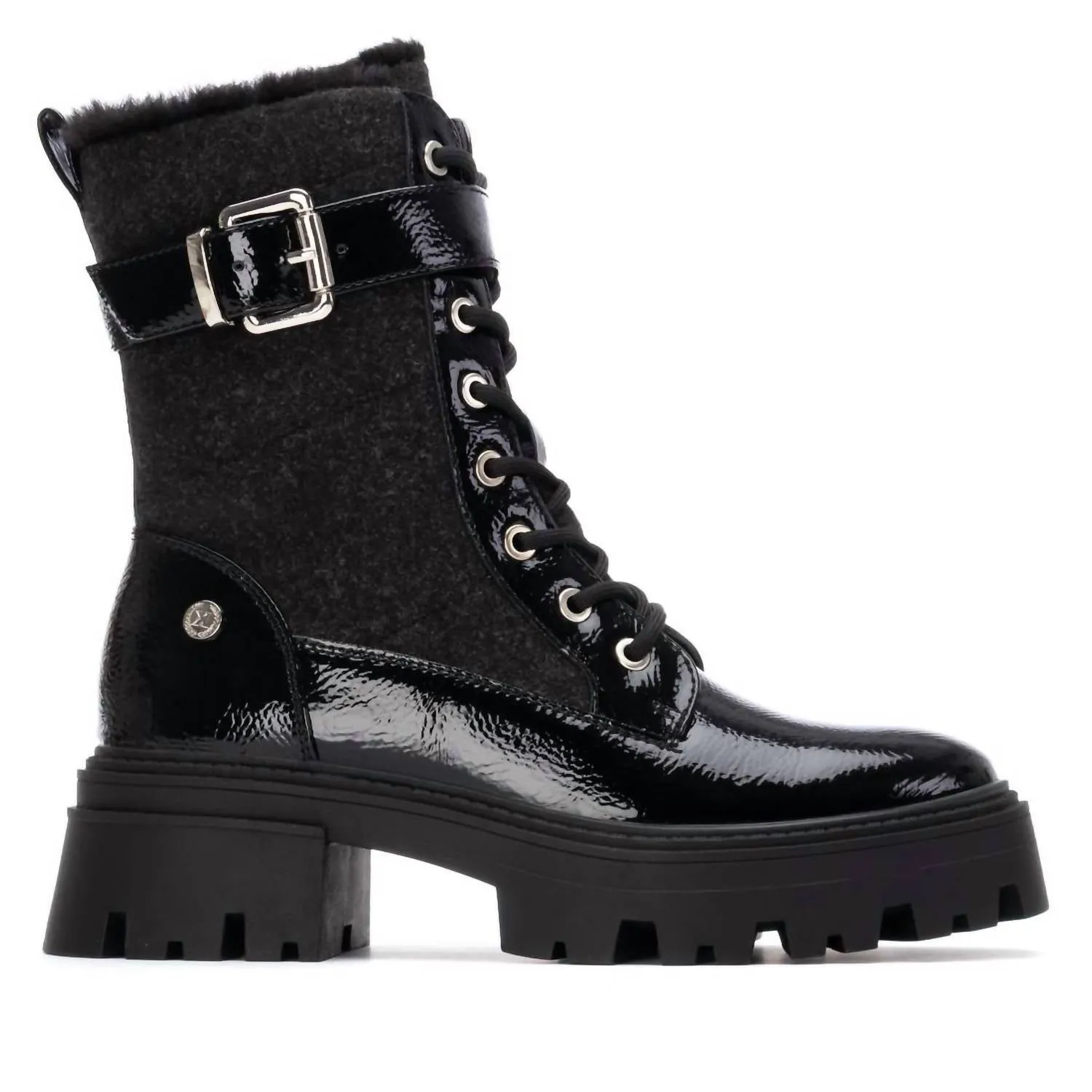 Women's 144669 Block Heel Booties In Black Seamless Stitching