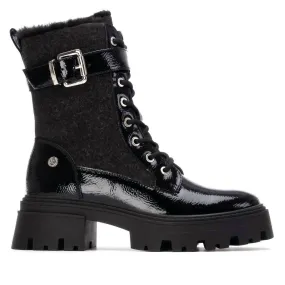 Women's 144669 Block Heel Booties In Black Seamless Stitching