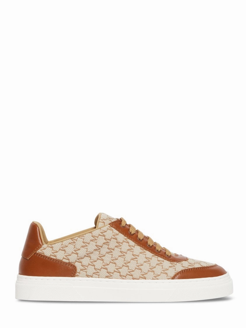 running for a way to stay successful Logo Jacquard Sneakers With Textured Fabric And Leather Accents