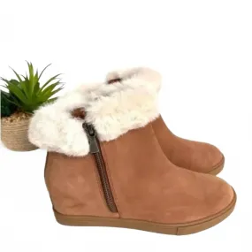 Flossie Wedge Suede Bootie In Tan Slip Resistant Daily Walks