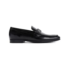Black Polished Leather Loafers Easy Move Slip