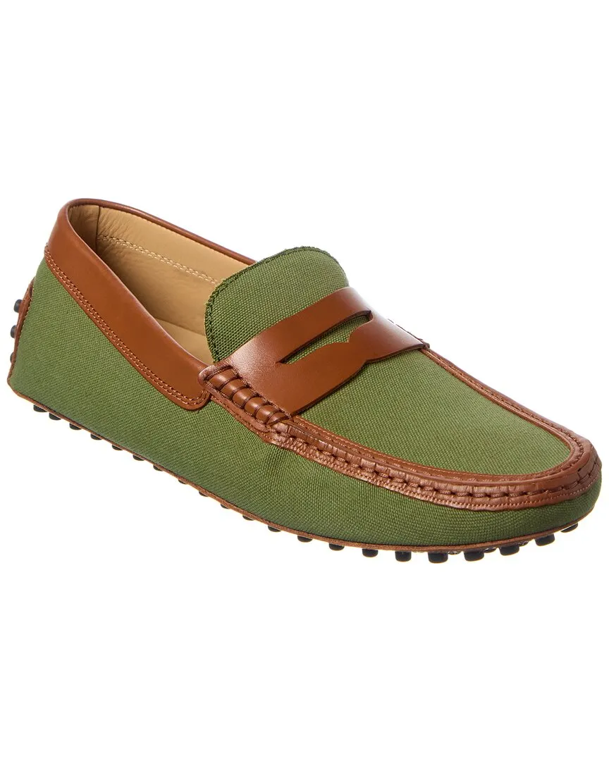 Relaxed Walk Long Lasting Slip On TOD??s Gommino Canvas & Leather Loafer