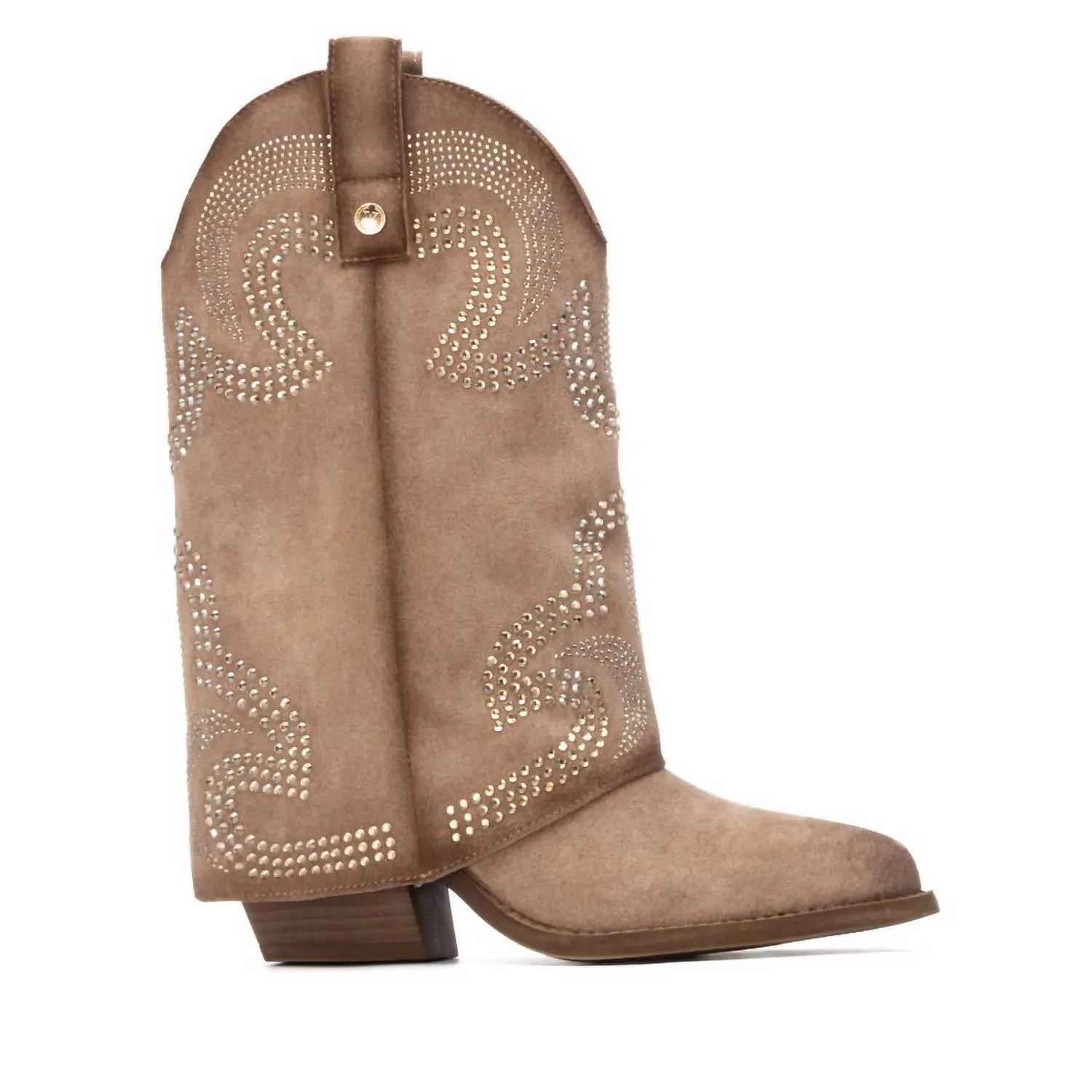 Women's 144467 Block Heeled Booties In Beige Cushioned Step Cold Weather Commuter