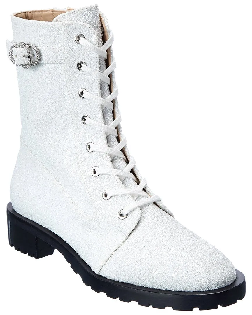 Stuart Weitzman Crystal Buckle Lace-Up Bootie Shock Absorbing Active Nomad