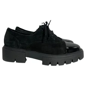 Stuart Weitzman Nolita Platform Oxford Shoes in Black Suede Ergonomic Last Easy Comfort