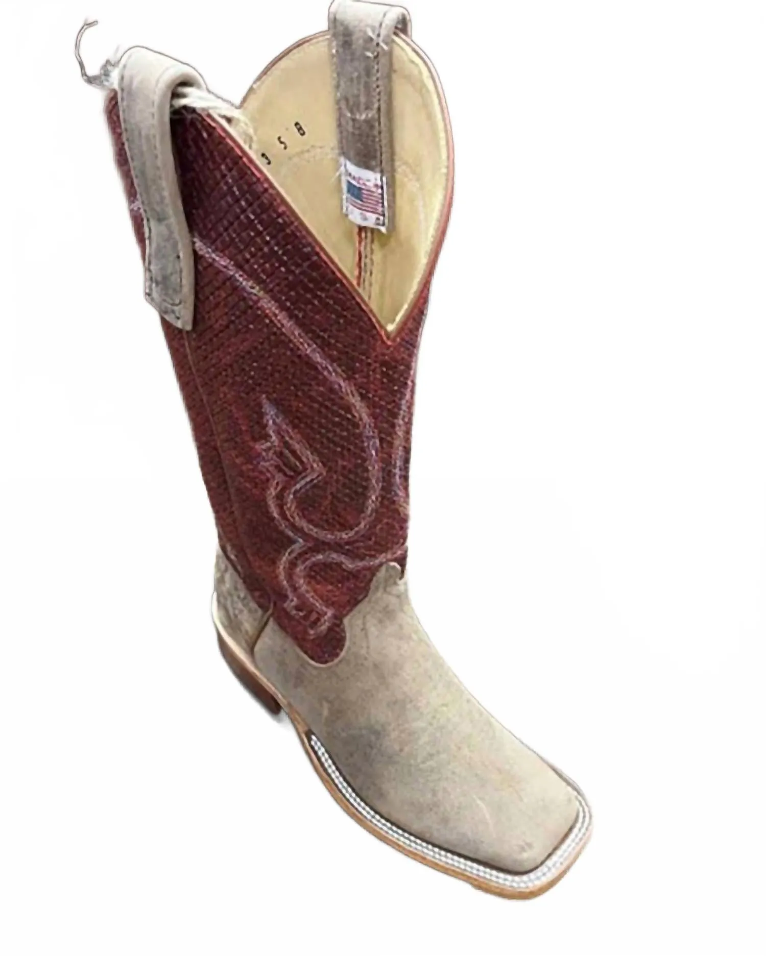 Womens Hybred Sole Boot In Sand/red Durable Grip