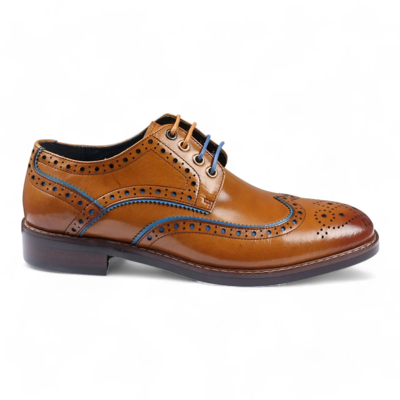 Justin Reess Men's Brown Brogue Leather Dress Shoes- Simon Quick Office Layered Wardrobe