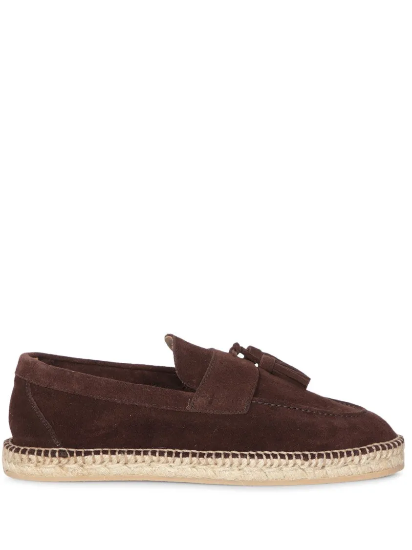 Suede And Calf Leather Brown Espadrilles Cushioned Step