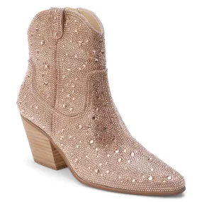 Women's Harlow Rhinestone Western Ankle Boots In Rose Gold City Trek
