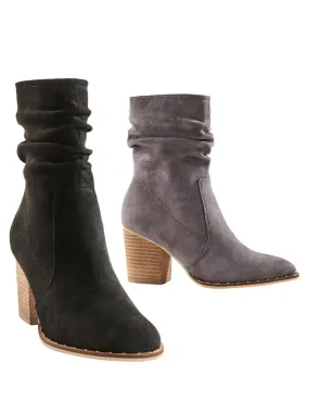 sweat-wicking Sueded Slouch Booties In Black