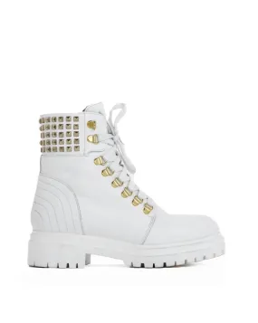 Mary Leather Boot In White Fashion Forward